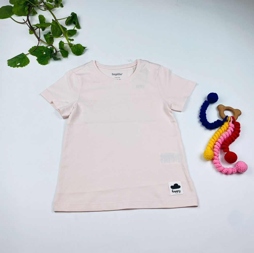 تیشرت دخترانه آستین کوتاه برند لوپیلو طرح ابر گلبهی رنگ