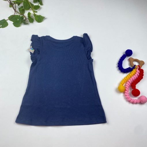 تیشرت دخترانه آستین تاپ برند لوپیلو پرک پرکی سرمه ای رنگ - Image 4