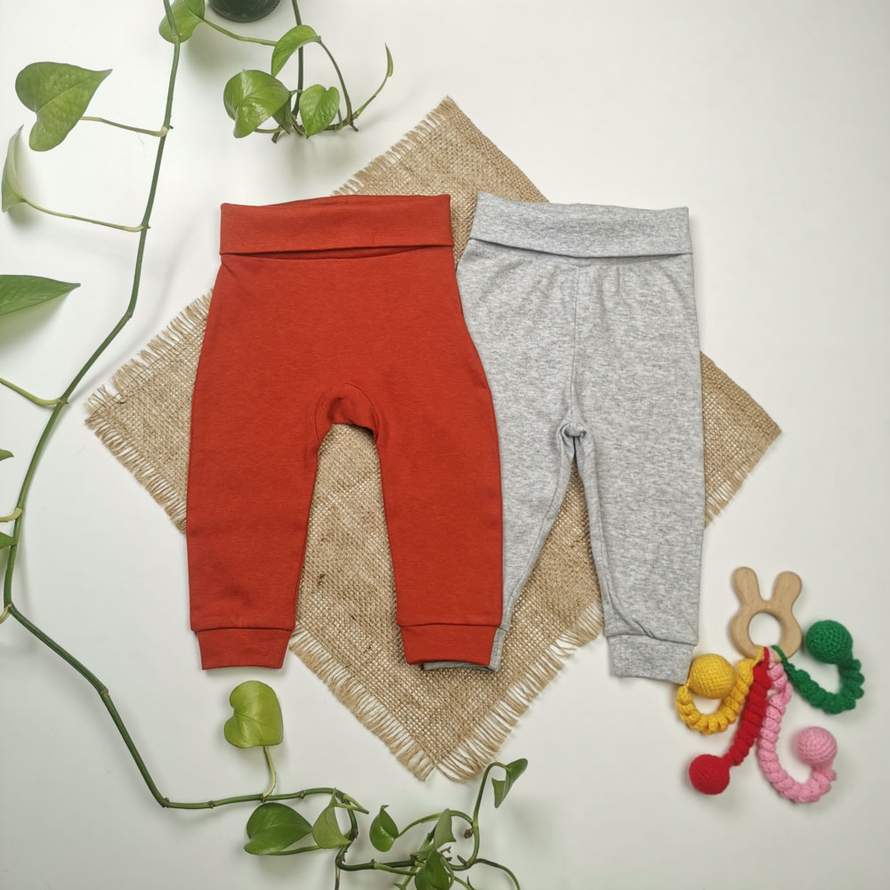 ست دو عددی شلوار نوزادی برند لوپیلو طرح خرس اسلش کمرکش طوسی رنگ