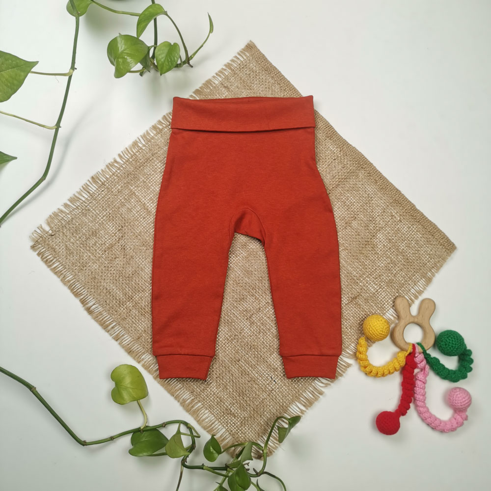 شلوار نوزادی برند لوپیلو طرح خرس اسلش کمرکش آجری رنگ - 2 تا 6 ماه