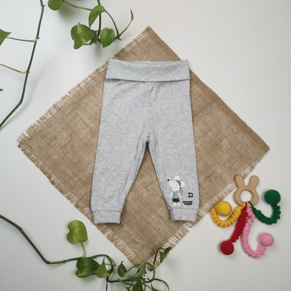 شلوار اسلش نوزادی برند لوپیلو طرح موش کمرکش طوسی روشن رنگ - 2 تا 6 ماه
