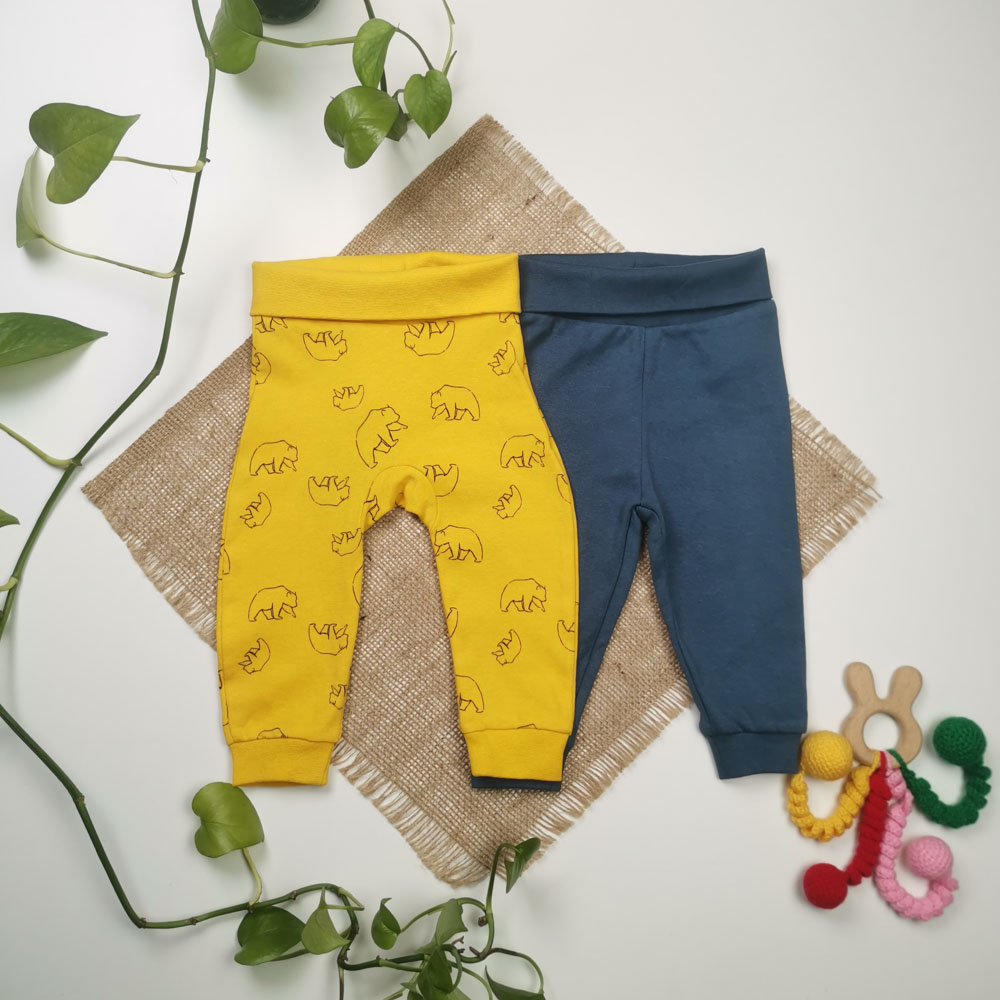 ست دو عددی شلوار اسلش نوزادی برند لوپیلو طرح کمرکش سرمه ای رنگ - 2 تا 6 ماه