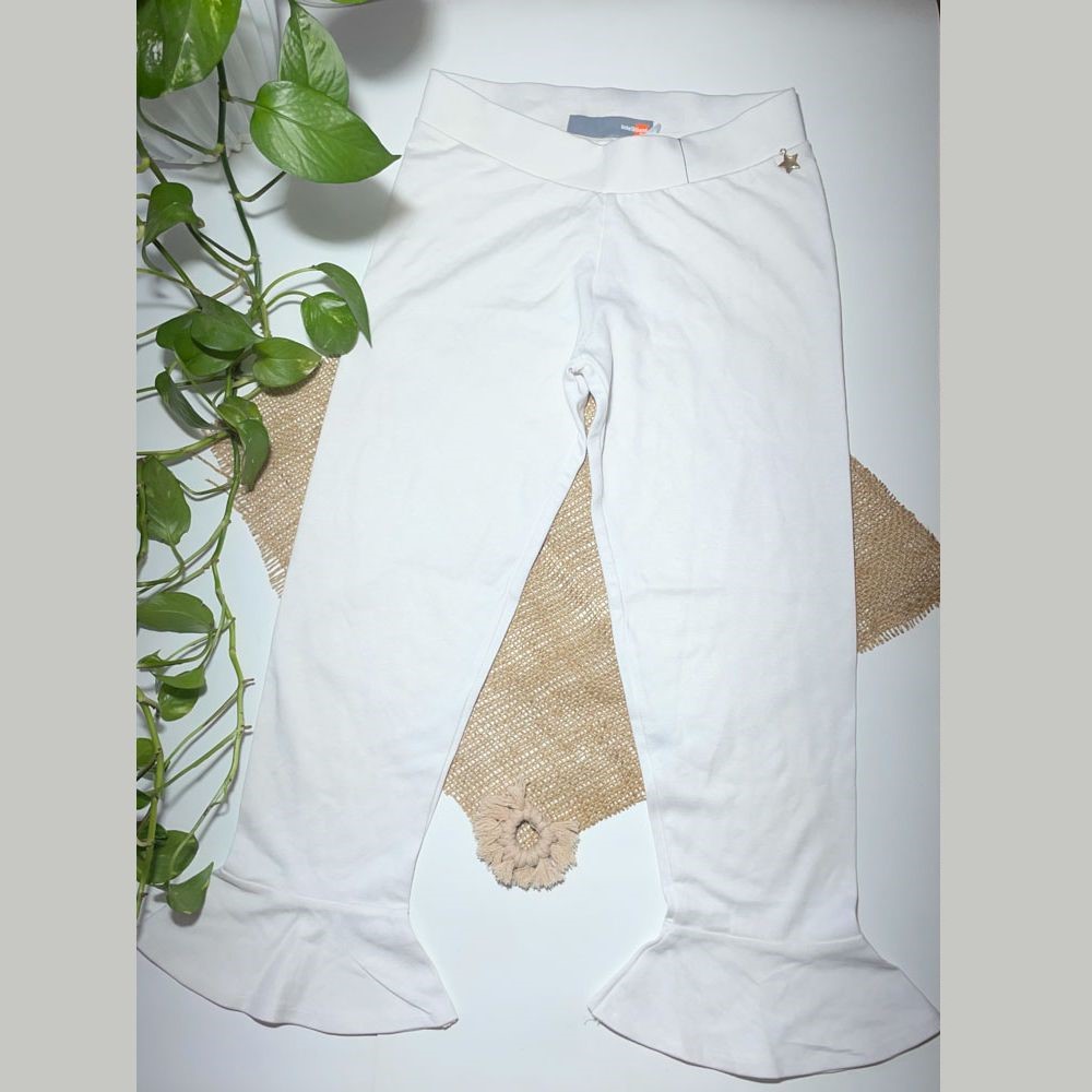 شلوار دخترانه دم پا برند Intelligent طرح ساده سفید رنگ - 11 تا 12 سال