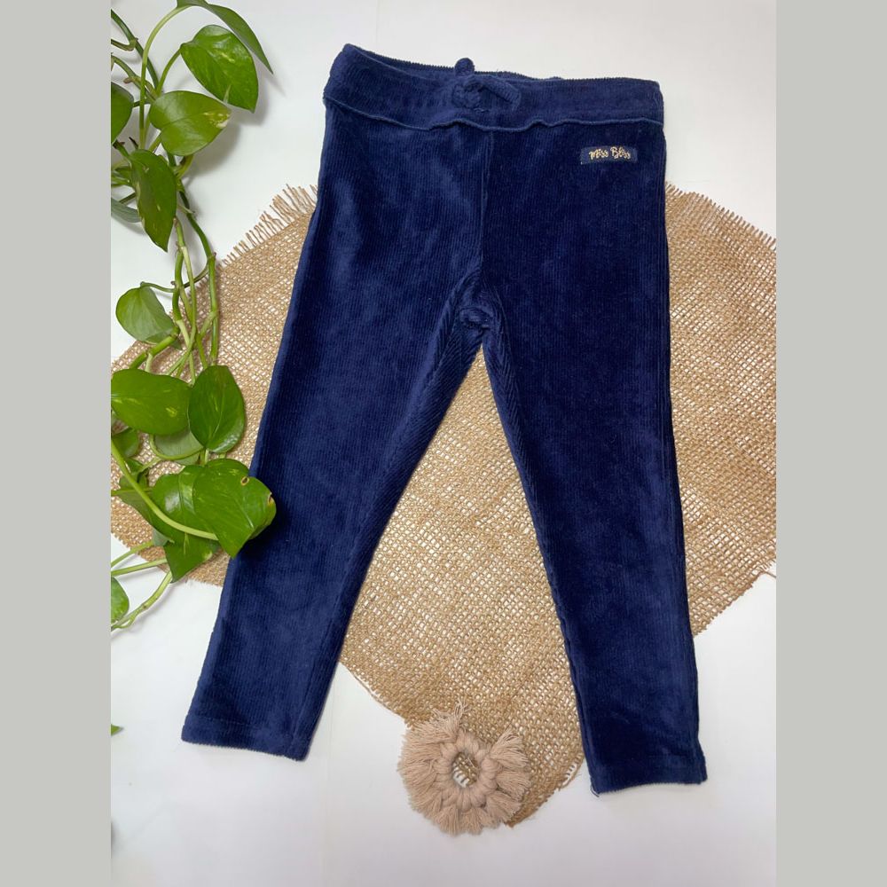 شلوار دخترانه راسته برند Intelligent طرح کمربندی سرمه ای رنگ