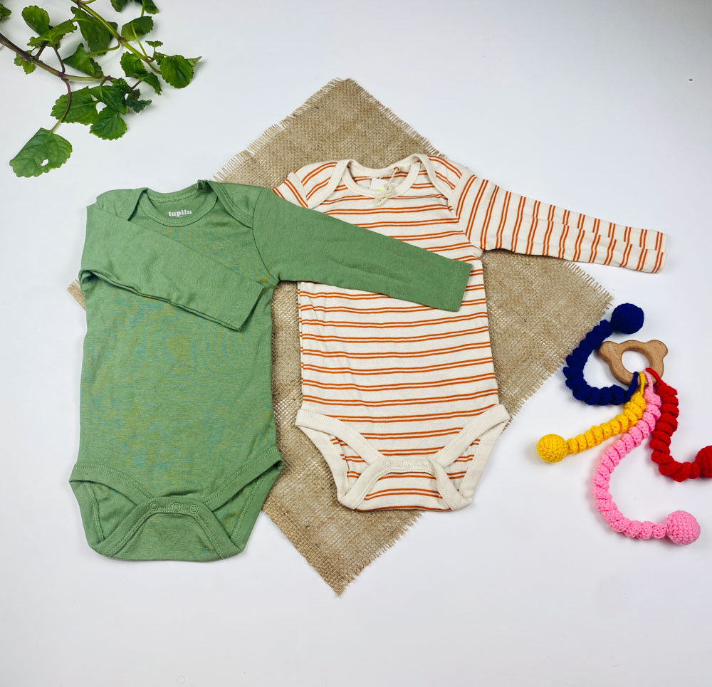 ست دو عددی بادی نوزادی آستین بلند برند لوپیلو طرح راه راه سبز رنگ - 2 تا 6 ماه