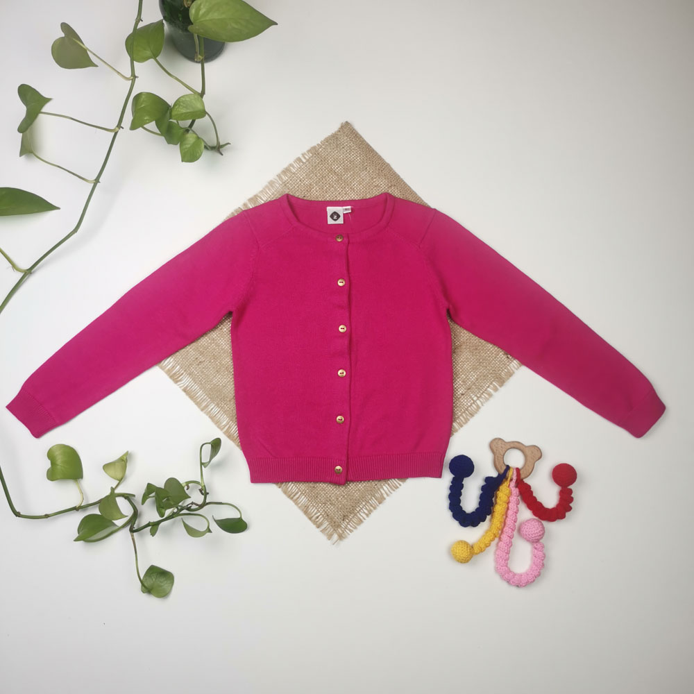 سویشرت بافت دخترانه آستین بلند بافت ظریف سرخابی رنگ - 4 سال