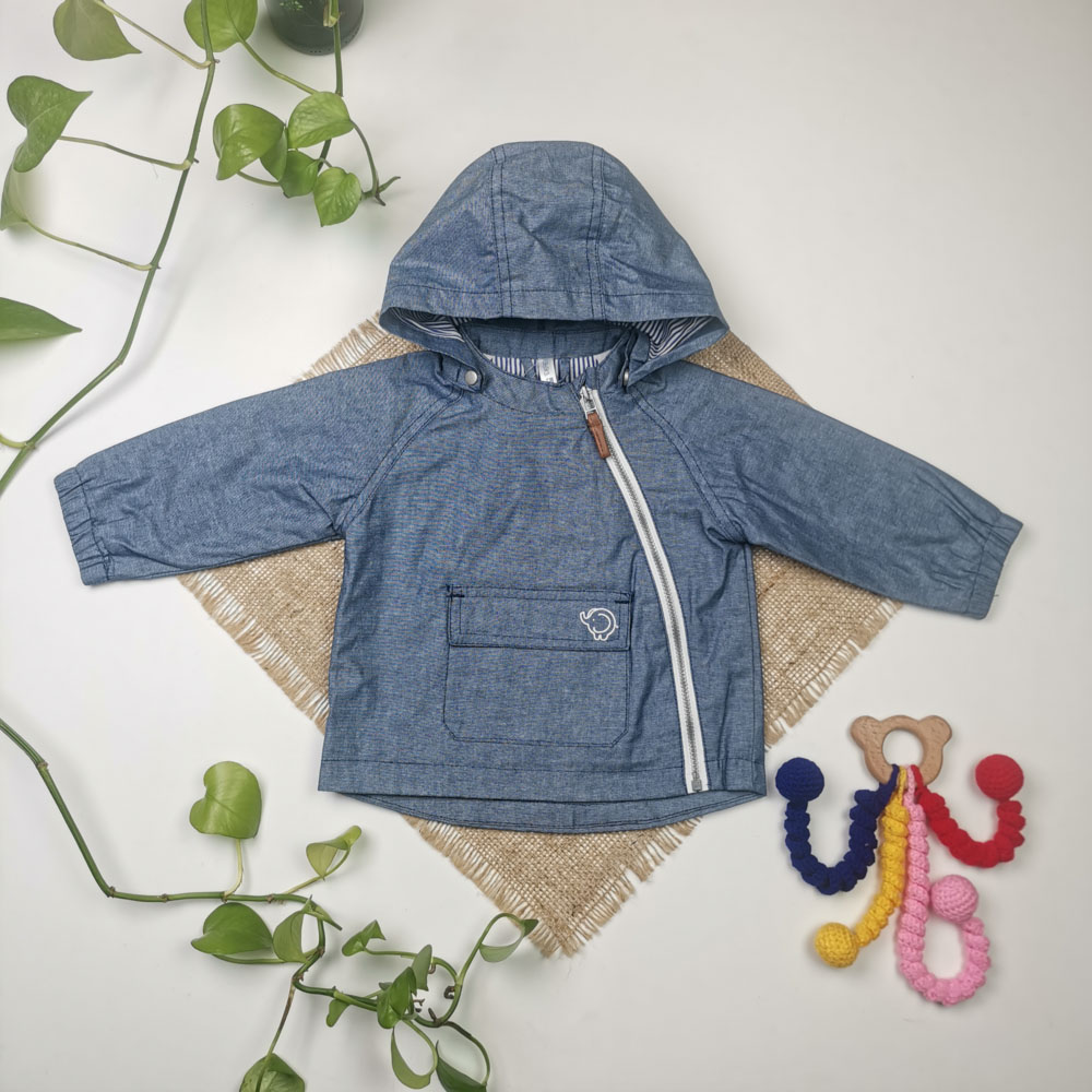 ژاکت جین نوزادی آستین بلند آستردار - 6 ماه