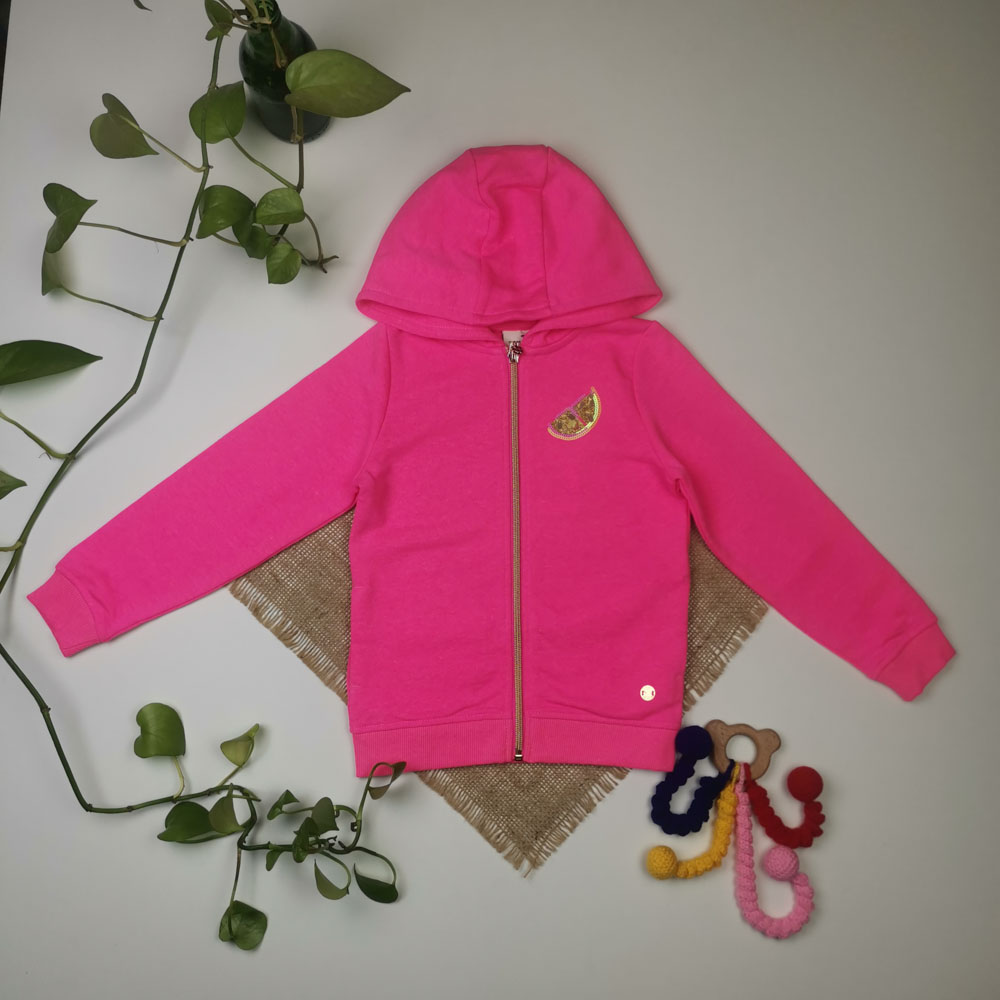 سویشرت دورس دخترانه آستین بلند پولک دوزی شده صورتی رنگ - 4 تا 5 سال