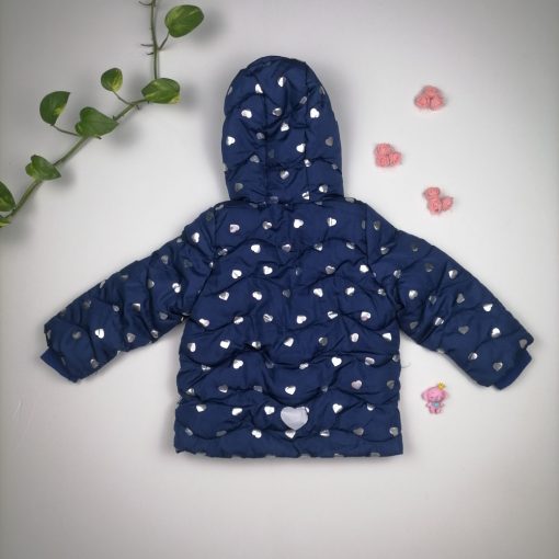 کاپشن نوزادی آستین بلند برند impidimpi طرح قلبی پفی و توکرکی سرمه ای رنگ