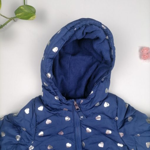 کاپشن نوزادی آستین بلند برند impidimpi طرح قلبی پفی و توکرکی سرمه ای رنگ