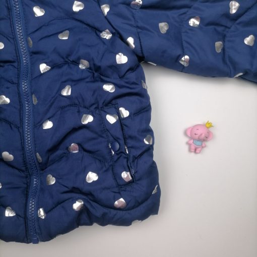 کاپشن نوزادی آستین بلند برند impidimpi طرح قلبی پفی و توکرکی سرمه ای رنگ