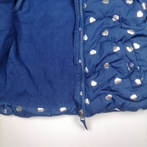 کاپشن نوزادی آستین بلند برند impidimpi طرح قلبی پفی و توکرکی سرمه ای رنگ