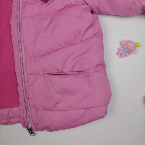 کاپشن نوزادی دخترانه آستین بلند برند impidimpi طرح قلب دار پفی و توکرکی صورتی رنگ