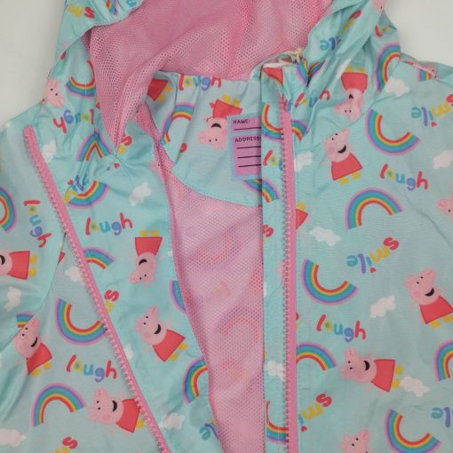 سویشرت بارونی نوزادی دخترانه آستین بلند طرح رنگین کمان آستر دار آبی رنگ