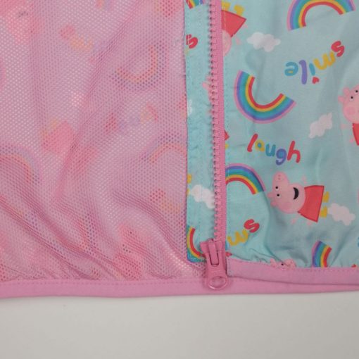 سویشرت بارونی نوزادی دخترانه آستین بلند طرح رنگین کمان آستر دار آبی رنگ