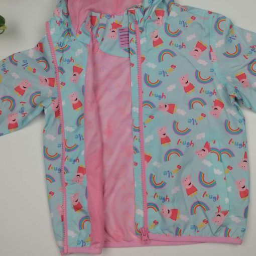 سویشرت بارونی نوزادی دخترانه آستین بلند طرح رنگین کمان آستر دار آبی رنگ