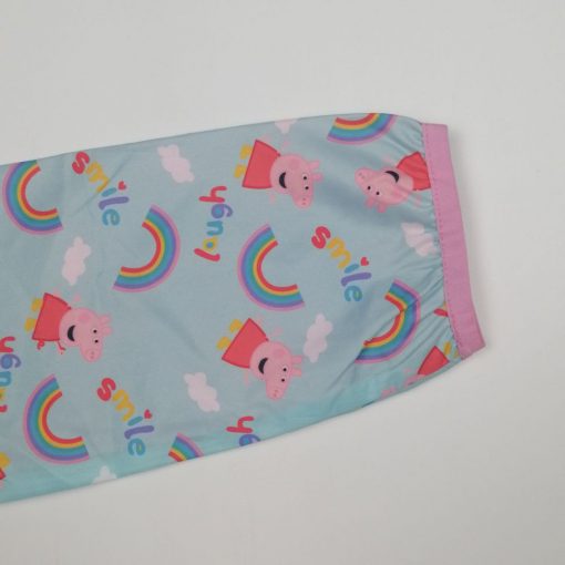 سویشرت بارونی نوزادی دخترانه آستین بلند طرح رنگین کمان آستر دار آبی رنگ