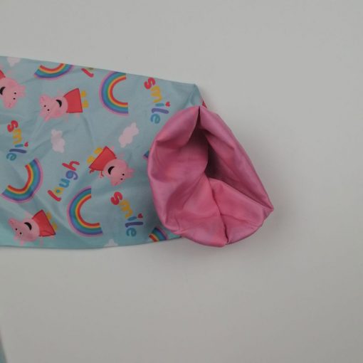 سویشرت بارونی نوزادی دخترانه آستین بلند طرح رنگین کمان آستر دار آبی رنگ