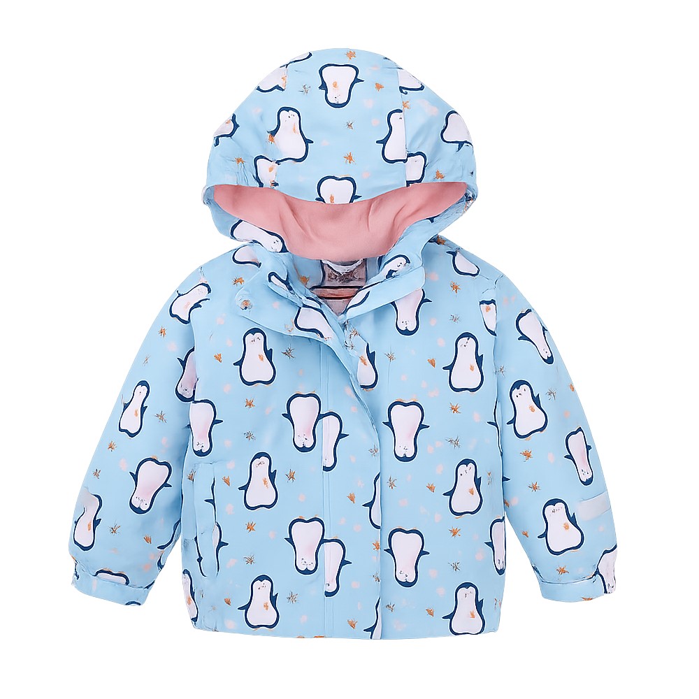 بارونی نوزادی آستین بلند برند impidimpi طرح پنگوئن آستردار آبی رنگ  - 12 تا 24 ماه