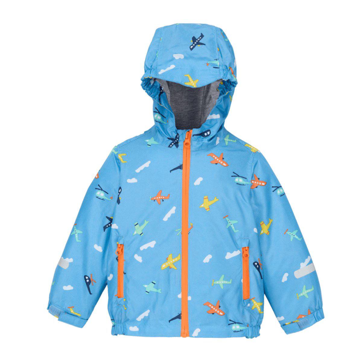 بارونی نوزادی پسرانه آستین بلند برند impidimpi طرح هواپیما آستردار آبی رنگ  - 12 تا 24 ماه