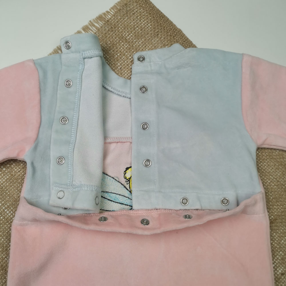 سرهمی نوزادی دخترانه آستین بلند برند Disney طرح دختر جوراب دار صورتی رنگ