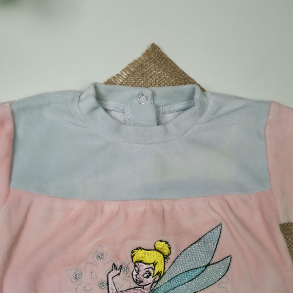 سرهمی نوزادی دخترانه آستین بلند برند Disney طرح دختر جوراب دار صورتی رنگ