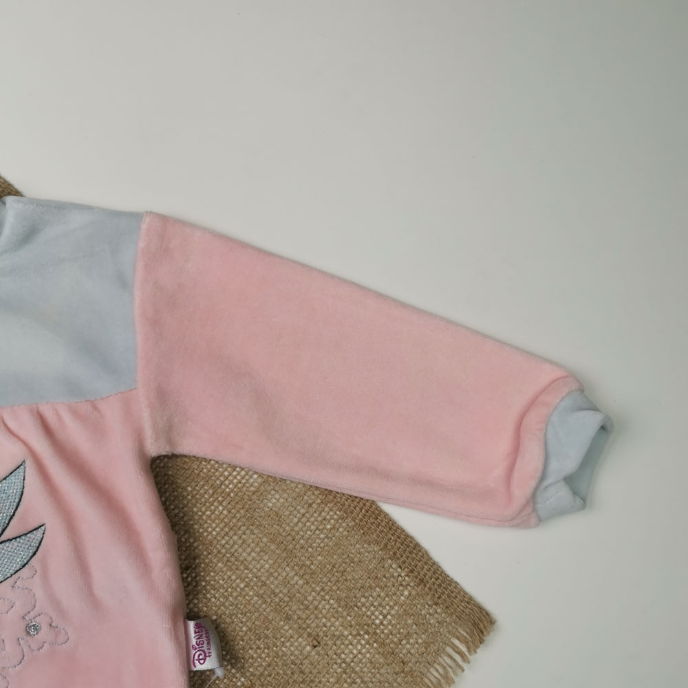 سرهمی نوزادی دخترانه آستین بلند برند Disney طرح دختر جوراب دار صورتی رنگ