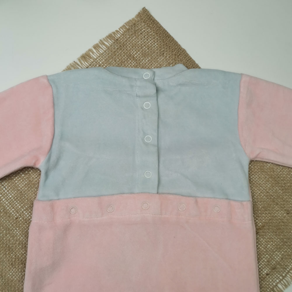 سرهمی نوزادی دخترانه آستین بلند برند Disney طرح دختر جوراب دار صورتی رنگ