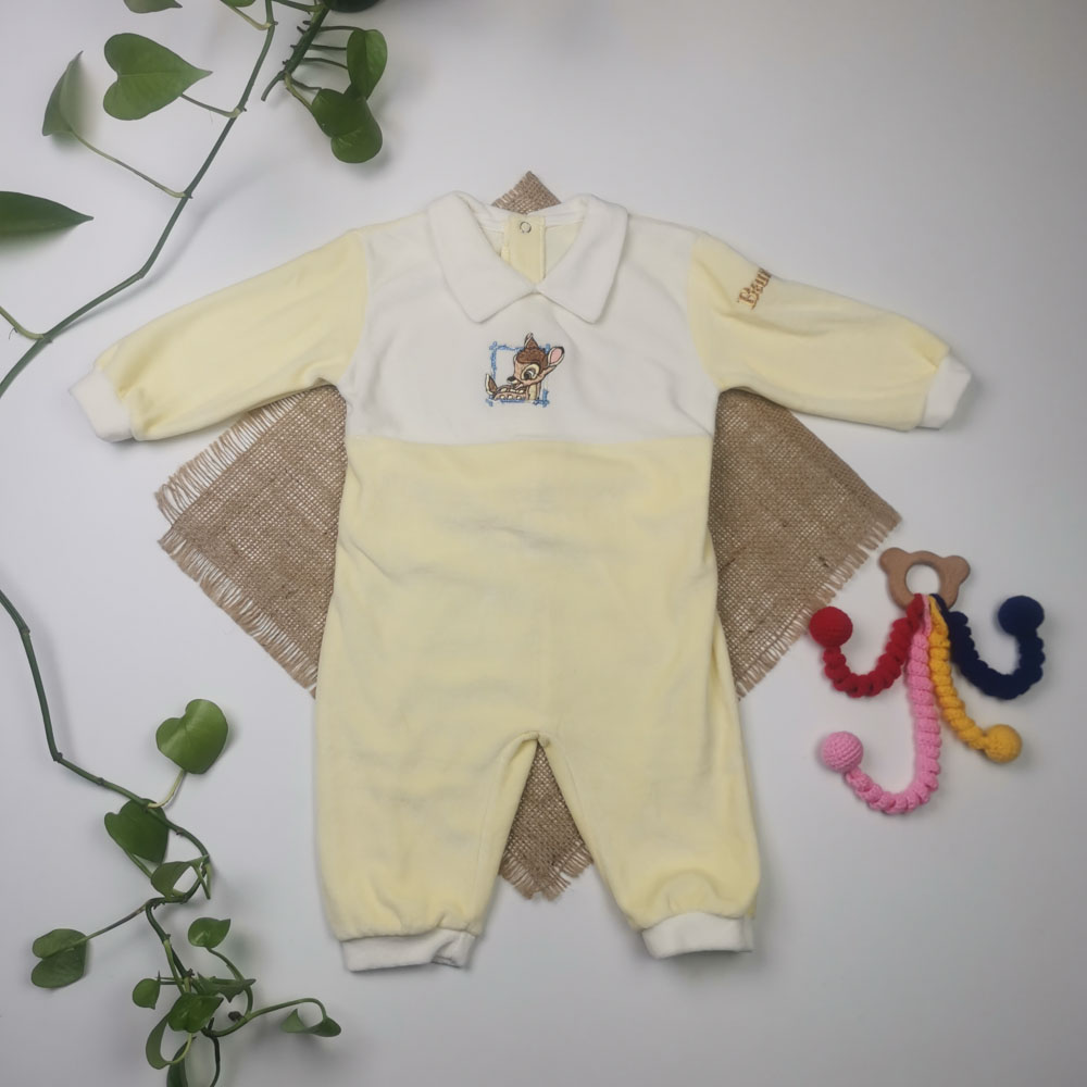 سرهمی نوزادی دخترانه آستین بلند برند Disney طرح آهو شیری رنگ - 9 تا 12 ماه