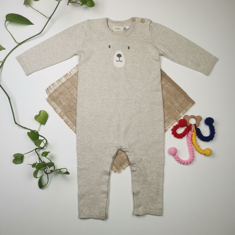 سرهمی نوزادی آستین بلند برند لوپیلو طرح خرس نسکافه ای رنگ - 18 تا 24 ماه