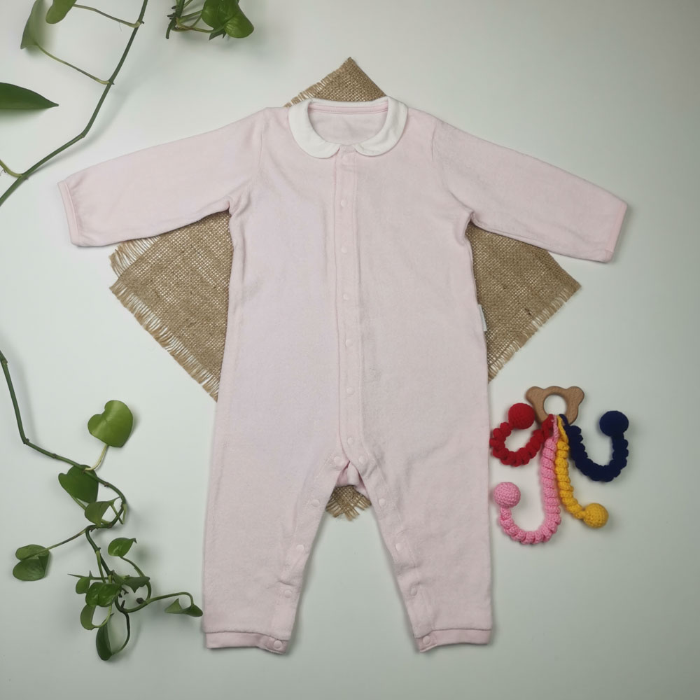 سرهمی نوزادی دخترانه آستین بلند طرح جلو دکمه دار صورتی رنگ - 12 تا 18 ماه