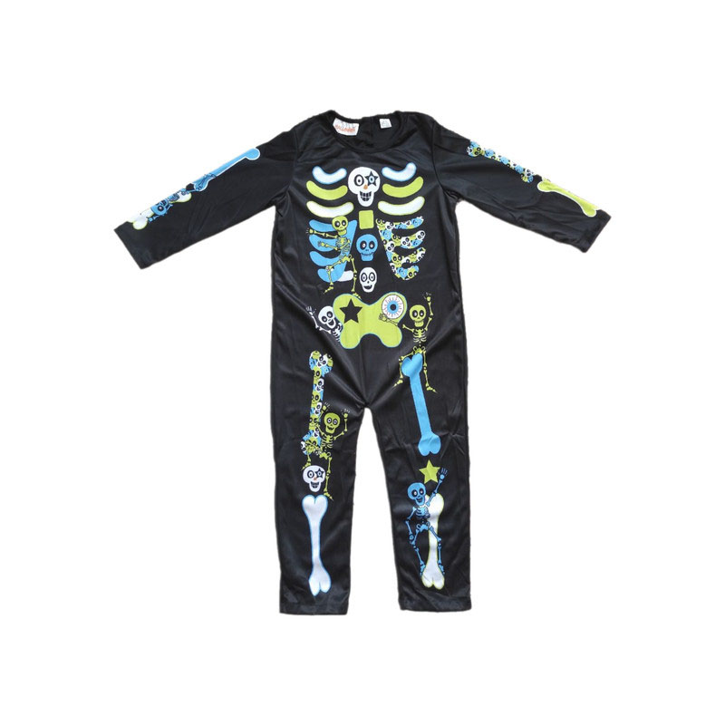 سرهمی پسرانه آستین بلند طرح اسکلت هالووین مشکی رنگ - 2 تا 4 سال