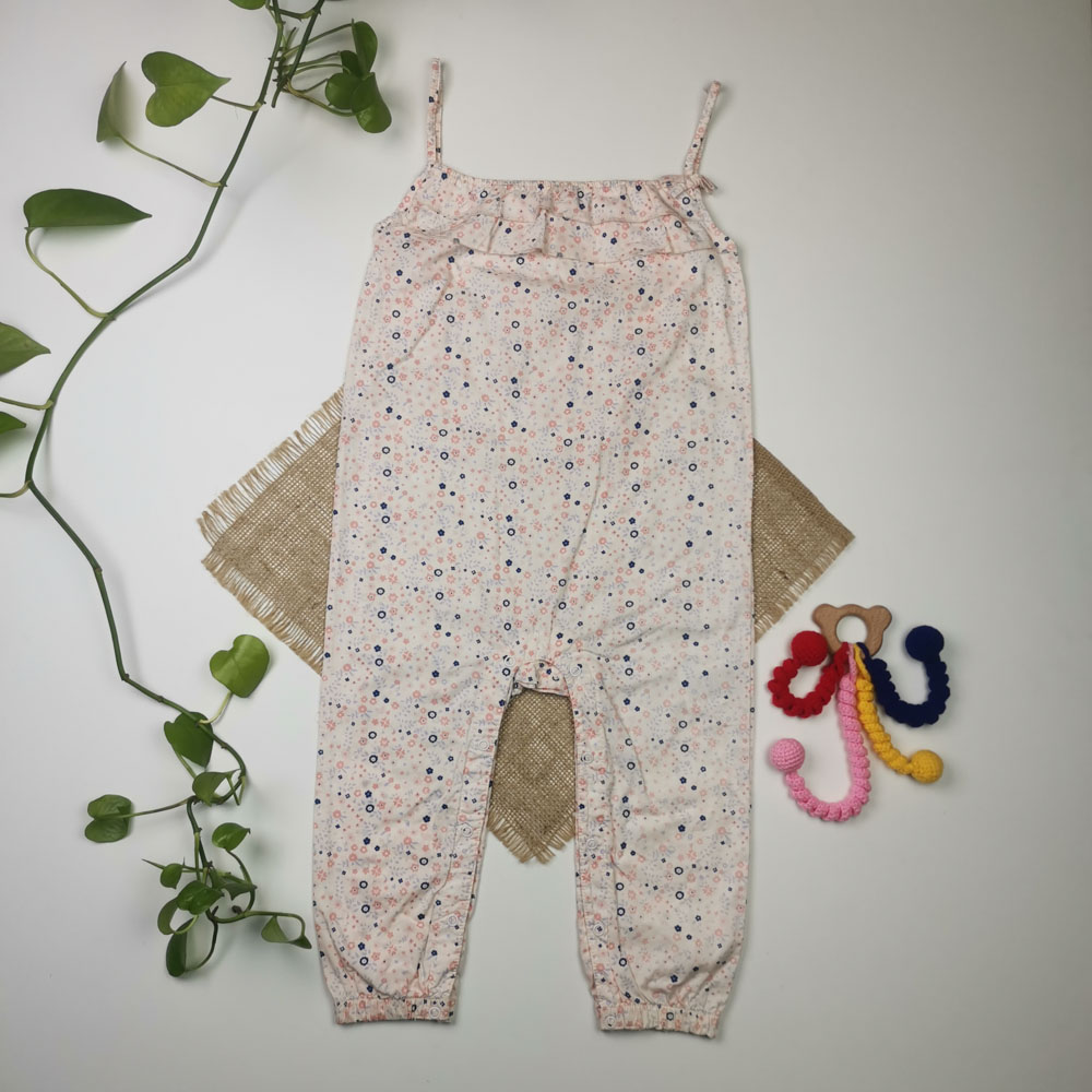 سرهمی نوزادی دخترانه آستین تاپ برند لوپیلو طرح گل دار گلبهی رنگ - 18 تا 24 ماه