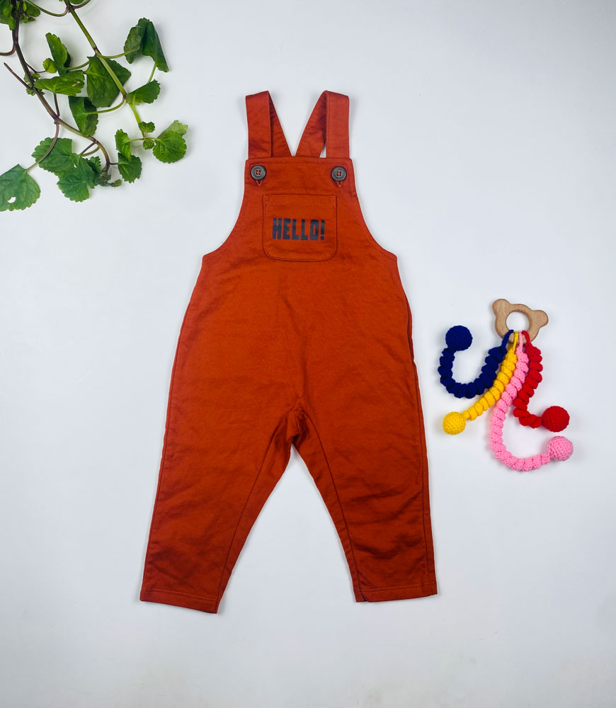 بیلر نوزادی پسرانه برند لوپیلو طرح تو کرک نوشته دار آجری رنگ