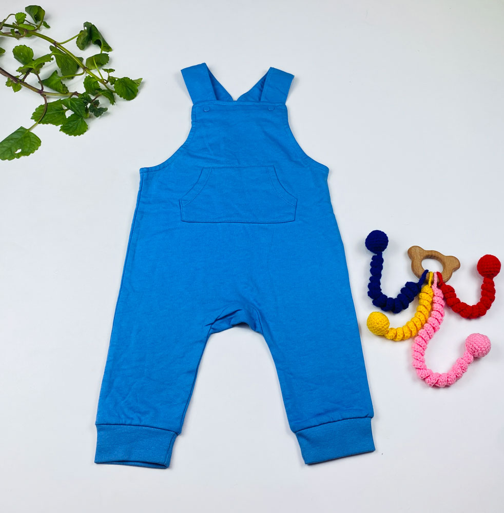 بیلر نوزادی پسرانه برند h and m طرح تو کرک جیب دار آبی رنگ