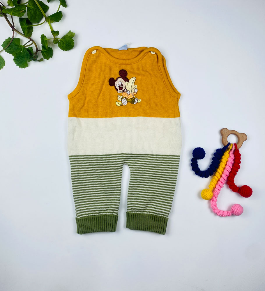 بیلر نوزادی پسرانه برند Disney طرح میکی موس خردلی رنگ - 0 تا 1 ماه