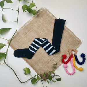 جوراب شلواری برند alive طرح راه راه سرمه ای رنگ