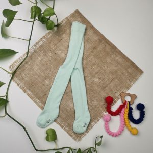 جوراب شلواری نوزادی برند poco piano سبز پاستلی رنگ