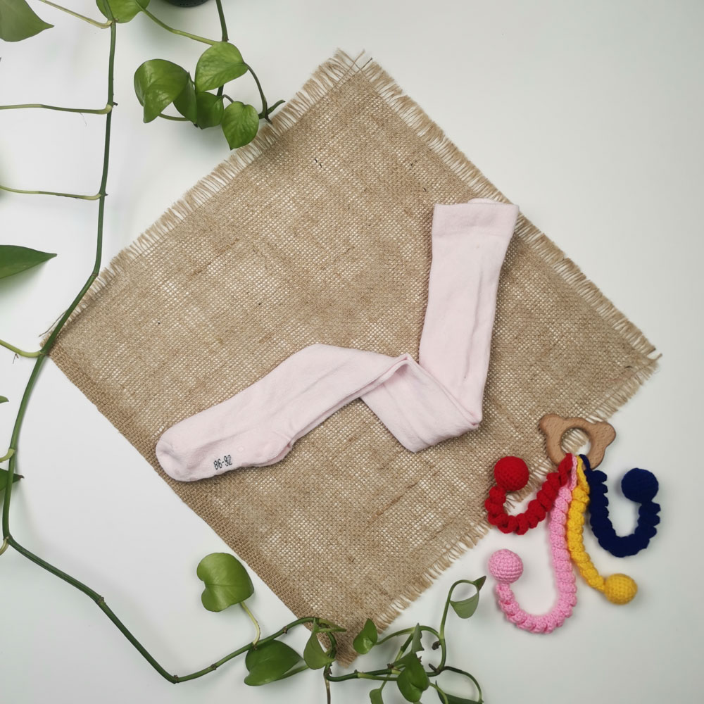 جوراب شلواری نوزادی برند impidimpi استوپ دار صورتی رنگ - 12 تا 24 ماه