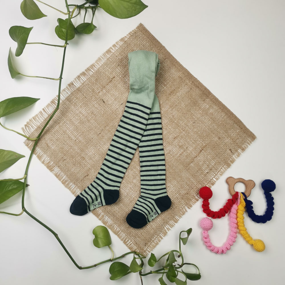 جوراب شلواری نوزادی برند impidimpi طرح ببر سبز رنگ - 6 تا 12 ماه