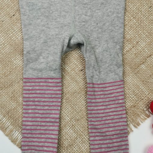 جوراب شلواری نوزادی برند impidimpi طرح اسب راه راه صورتی رنگ