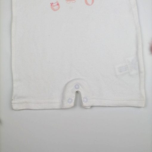 رامپر نوزادی دخترانه آستین کوتاه طرح اردک و خرس سفید رنگ