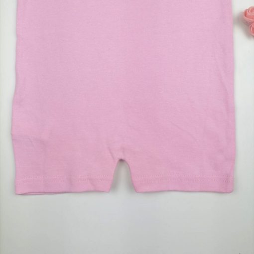 رامپر نوزادی دخترانه آستین کوتاه طرح زنبور صورتی رنگ - 6 تا 9 ماه