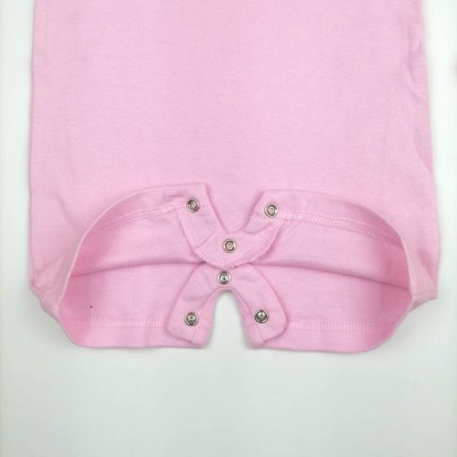 رامپر نوزادی دخترانه آستین کوتاه طرح زنبور صورتی رنگ - 6 تا 9 ماه