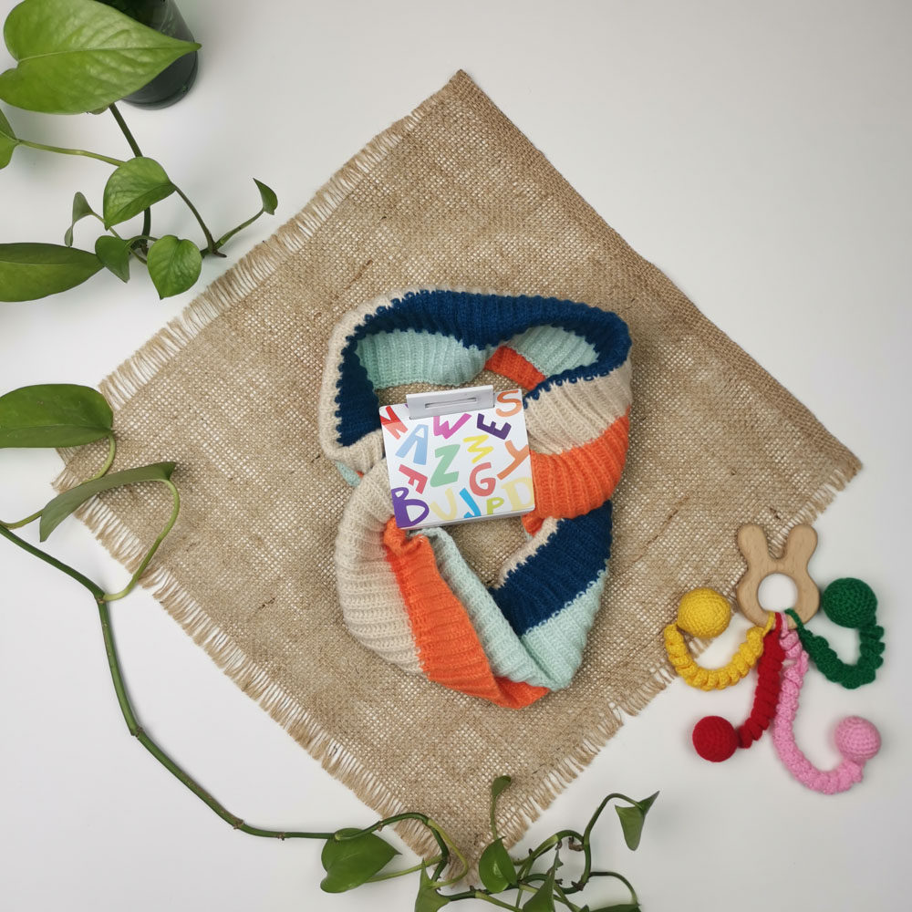 شال بافت طرح راه راه نارنجی رنگ  - فری سایز