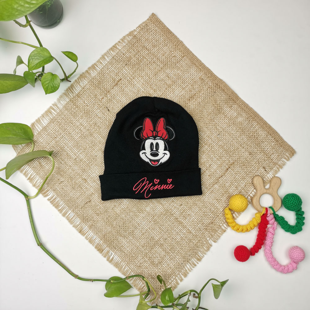 کلاه بافت دخترانه طرح مینی موس مشکی رنگ  - 4 تا 6 سال