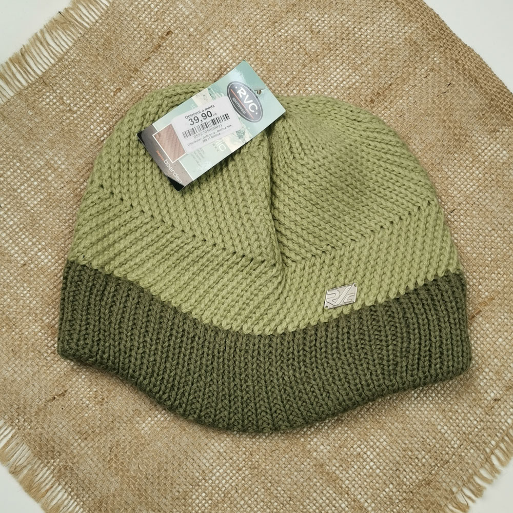 کلاه لبه دار بافت پسرانه طرح راه راه سبز کمرنگ  - فری سایز