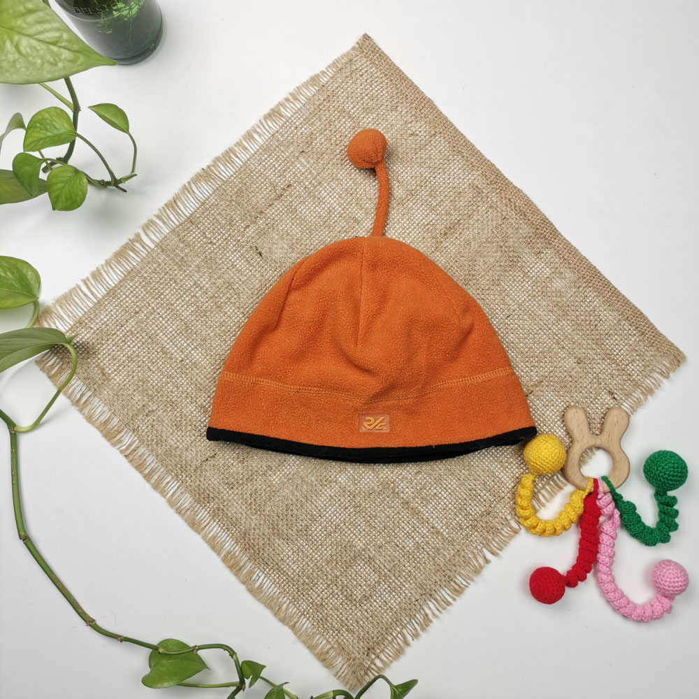 کلاه طرح توپکی نارنجی رنگ  - فری سایز