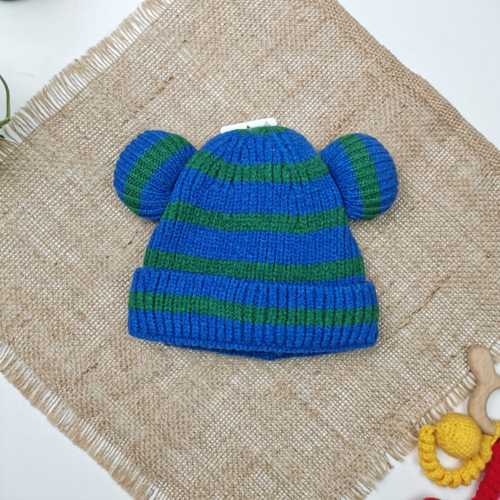کلاه بافت طرح گوش دار آستر دار سبز رنگ  - فری سایز