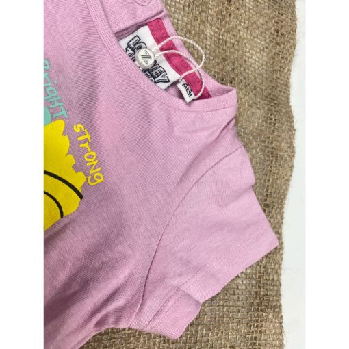 تیشرت نوزادی دخترانه آستین کوتاه طرح خرگوش یقه گرد پشت دکمه ای یاسی رنگ - 6 تا 9 ماه